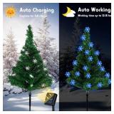 Retisee 6 Pack Solar Christmas Tree Garden Stake Lights Christmas Decorations Outdoor LED Snowflake Lights 8 Modes Prelit Xmas Tree Solar Landscape for Garden, Yard, Lawn, Cemetery(Blue Light)