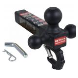 REYSUN Patented Forged Trailer Hitch Tri-Ball Hitch with Hook: 3 Sizes in 1 Tow Ball Hitch, Fits 2-inch Hitch Receiver, Secure Locking Mechanism, Matt Black - Retail: $43