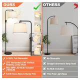 Upgraded Dimmable Floor Lamp, 1000 Lumens LED Edison Bulb Included, Arc Floor Lamps for Living Room Modern Standing Lamp with Linen Shade, Tall Lamp for Bedroom Office Dining Room- Black - Retail: $37