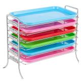 Moxweyeni Dental Instrument Tray Rack for Size F Trays 6-Tier Dental Organizer Chrome Plated Medical Tool Holder for Sterilization Friendly Corrosion (Model 300trf)