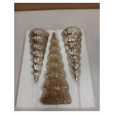 Gold Mercury Glass Christmas Tree Set of 3, Light up Christmas Trees for Holiday Tabletop Centerpiece Mantel Decor - Retail: $44