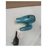 Conair Cord-Keeper Dryer with Folding Handle and Retractable Cord, 1875W Travel Hair Dryer, Ionic Technology, Teal - Retail: $25