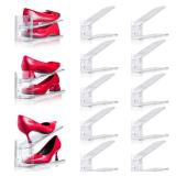 TOOKNIN Adjustable Shoe Slots Organizer,10PACK Transparent Shoe Stackers Shoe Rack Holder Shoe Space Savers Double Layer Stack Shoe Racks for Closet Organization(Transparent) - Retail: $28