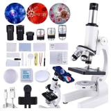 Microscope for Kids & Adults,40X-2000X Microscope with Phone Adapter & Slides Set,Suitable for Students School Lab and Home Education - Retail: $50