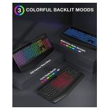Wireless Keyboard and Mouse Combo - 9 Backlit Effects, RGB, Ergonomic Wrist Rest, Phone Holder, 2.4G Full Size, Rechargeable, Sleep Mode, Quiet Keyboard Set for Computer, PC, Laptop, Mac, Windows - Re