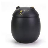 MEETPET Cat Urn Dog Urn Sized 3.2x2.9 and 4.9x4.25. A Smiley-Cat Pet Urn with a Memoria Card.Cat Urns for Ashes for Your Pet (12 cu/in, Black) - Retail: $13