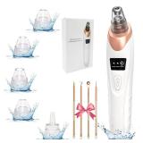 2026 Pore Vacuum, USB Rechargeable Blackhead Remover Vacuum,3 Levels Adjustable Pore Vacuum Blackhead Remover, with 5 Suction Power,6 Probes,Face Vacuum Pore Cleanser for Women & Men-White - Retail: $