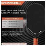 Pickleball Paddle - 3K Raw Carbon Fiber Surface (CFS) + Carbon Abrasion Surface (CAS) with High Grit & Spin, Sure-Grip Elongated Handle, Pickle Ball Paddle with 16mm Polypropylene Honeycomb Core - Ret