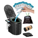 Portable Toilet with Urine Gel & Leak-Proof Bags Odorless Camping Toilet for Adults & Kids, Outdoor Travel Potty with Ergonomic Design - Retail: $33