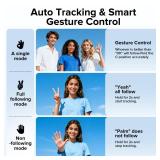 Heliora 72" Auto Face Tracking Selfie Stick Tripod Stand for iPhone, Android, Auto-Open Travel Four-Legged Stand, 360° Rotation & Remote with Gesture Control for Vlogging/TikTok/Makeup - Retail: $40