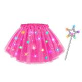 Teuevayl Girls Light Up Tutu Skirt, LED Glow Ballet Tutu Dress and Star Wand Halloween Costume for Kids 3 4 5 6 7 8 Years (Rose) - Retail: $10