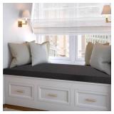 Navenwelle 32x16x2 Linen Bench Cushion, Strengthen Breathable Indoor Seat Cushions, High-Density Bench Pad with Anti-Slip Bottom, Indoor Cushion for Bay Window Porch Furniture - Black - Retail: $30