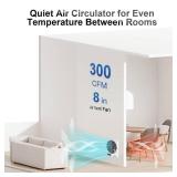 8" Room to Room Air Transfer Fan for Quietly Circulating Air, Reversible Airflow Design, 300 CFM Programmable Through Wall Fan, Durable Build Quality, 10 Speed Thru Wall Exhaust Fan for Closet,Laundry