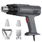 DIAFIELD 1850W Heat Gun, Dual Temperature Settings, Fast Heat Hot Air Gun, Durable& Overload Protection, with 4 Nozzles for Shrink Wrap, Vinyl, Crafts, Epoxy Resin - Retail: $18