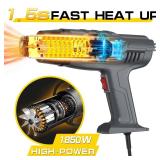 DIAFIELD 1850W Heat Gun, Dual Temperature Settings, Fast Heat Hot Air Gun, Durable& Overload Protection, with 4 Nozzles for Shrink Wrap, Vinyl, Crafts, Epoxy Resin - Retail: $18