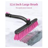 HEEYA Snow Brush for Car, Extendable Snow Brush and Ice Scraper with Foam Grip, Car Window Scraper for Snow and Ice for SUV Truck Auto Jeep RV Vehicle Windshield - Pink - Retail: $15