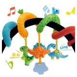 hahaland Car Seat Toys for Babies 0-6 Months Boy - Baby Toys 0-6 Months - Rattle, Mirror, Crinkle, Squeaky, Developmental Carseat Stroller Travel Birthday Gift for Infants - Retail: $15