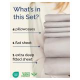 Extra Deep King Sheet Set - 6 Piece Breathable and Cooling Sheets - Hotel Luxury Bedding for Women, Men, Kids & Teens - Easy & Secure Fit - Soft, Wrinkle Free & Comfy - Extra Deep Pockets - Light Grey
