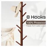 WANGMUXIA Coat Rack, Freestanding Coat Rack with 8 Hooks and 3 Adjustable Size Tree Coat Racks for Bedroom, Hallway, Entrance, Office, for Hats, Coats, Scarves, Handbags - Retail: $25