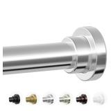 Mcrbeay Shower Curtain Rod, 1\" Diameter Heavy Duty Tension Shower Rod, Non Slip Adjustable 28-74 inch No Drilling Shower Curtain Rods Spring Tension For Bathroom, Shower Stall, No Rust, Silver - Reta