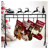 Metal Elk Cart Christmas Stocking Holder Stand with 8 Hooks,Heavy Duty Freestanding Christmas Stocking Holder Stand for Floor.Deluxe Christmas Stocking Stand-Easy Assembly and Stand for Home