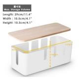 Cable Management Box by Baskiss, 12x5x4.5 inches, Wood Lid, Wire Organizer for Desk TV Computer USB Hub System to Cover and Hide & Power Strips & Cords - Retail: $14