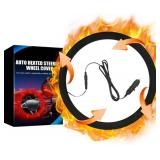 Heated Steering Wheel Cover, 2026 New 14.5-15.5" Car Steering Wheel Cover Warmer, 12V Fast Heating Steering Wheel Warmer for Vehicles, Trucks, SUVs Black