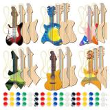 Syhood 36 Pcs 18 Sets DIY Wood Guitar (6 Difference Designs) with Pigments (6 Colors), DIY Wood Instruments Gift for Crafts Art Birthday Music Theme Party(Trendy Style) - Retail: $28