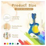 Syhood 36 Pcs 18 Sets DIY Wood Guitar (6 Difference Designs) with Pigments (6 Colors), DIY Wood Instruments Gift for Crafts Art Birthday Music Theme Party(Trendy Style) - Retail: $28