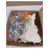 Syhood 36 Pcs 18 Sets DIY Wood Guitar (6 Difference Designs) with Pigments (6 Colors), DIY Wood Instruments Gift for Crafts Art Birthday Music Theme Party(Trendy Style) - Retail: $28