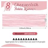 8 Pack Light Pink Cheesecloth Table Runners 20x120 Inch Gauze Table Runner Cheese Cloth 10FT Pink Table Runner Rustic Sheer Runner for Wedding Birthday Party Baby Shower Table Decor - Retail: $22