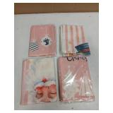 4 Pcs Pink Christmas Decorations 13 x 72 Inch Christmas Table Runner Santa Claus Tree Snowflake Snowman Table Runner for Kitchen Dining Party Decoration