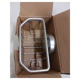 TAILI Sponge Holder for Kitchen Sink with Strong Suction Cup Removable, Rustproof Aluminum Sink Caddy for Sponge, Brush, Scrubber, Scraper -Silver - Retail: $13