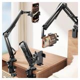 LISEN Gooseneck Phone Holder for Bed Desk [3rd Upgrade] Cell Phone Stand for Desk Bed Gaming Accessories, Gifts for Women Men Seniors Tech Mount for Recording Filming Laying Down Flexible Arm Clamp - 