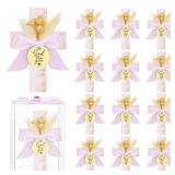 12 Sets Baptism Party Favors for Guests First Communion Favors,Wooden Cross Baptism Magnet with Flowers for Bless Baby Shower Party, Christen Gift,Gender Reveal, (Elegant Pink, 12) - Retail: $27
