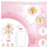 12 Sets Baptism Party Favors for Guests First Communion Favors,Wooden Cross Baptism Magnet with Flowers for Bless Baby Shower Party, Christen Gift,Gender Reveal, (Elegant Pink, 12) - Retail: $27