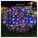 Dirnun Led Christmas Net Lights Outdoor Christmas Lights Multicolor 160LED 5ftx7ft, Waterproof Outdoor Indoor Fairy Mesh Net Light for Xmas Party, Yard, Patio, Trees, Shrubs, Bushes Decorations - Reta