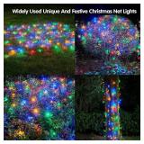 Dirnun Led Christmas Net Lights Outdoor Christmas Lights Multicolor 160LED 5ftx7ft, Waterproof Outdoor Indoor Fairy Mesh Net Light for Xmas Party, Yard, Patio, Trees, Shrubs, Bushes Decorations - Reta