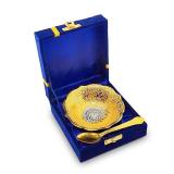 NOBILITY Silver Plated Bowl Spoon Set Light Weight with Blue Box Diwali Christmas Eid Wedding Return Dessert Dry Fruits Serving Gifts Home Decoration Friends Family Corporate Gift Items