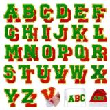 52 Pcs Red Green Christmas Patches Embroidered Chenille Letter Patches Self Adhesive for Clothing,A-Z Letter Stickers Sew on Repair Patches for Jackets Hats Backpacks - Retail: $16