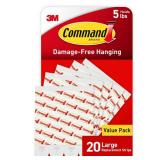 Command 5 lb Indoor Large Replacement Strips, 20 Strips, Damage-Free Wall Hanging, Re-Hang Large Hooks for Home and Wall Decor, White Adhesive - Retail: $11