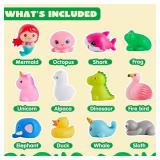 JOYIN 12 PCS Light Up Bath Toys, Toddler Flashing Colourful LED Bathtub Mermaid Toy, Baby Bathtime Floating Rubber Shower Gifts for Infant Kids Girls Valentines Easter Basket Stuffers Pool Party Favor