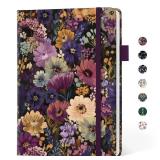 Lined Journal Notebook for Women & Men, Hardcover Leather Journal for writing, A5 College Ruled Notebook for Work & Note Taking, Perfect for Office School Home Supplies, 160 Pages, Midnight Bloom - Re