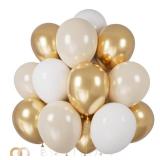 100Pcs White and Gold Balloons 12 Inch White Sand Gold Metallic Latex Balloons Beige Gold Party Balloons for Boho Wedding Birthday Baby Bridal Shower Engagement Anniversary Party Decorations - Retail: