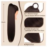 Charsun Ponytail Hair Extension For Women,Long Braid Ponytail With Hair Tie, Synthetic Straight Wrap Around Braided Pony tails Extension 26inch(Dark Brown) - Retail: $13