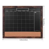 TORASO Magnetic Chalkboard Calendar Corkboard, Small Combination Chalk Board Bulletin Board, 13" x 17",Walnut Brown Framed Blackboard Calendar Cork Combo Board(ZHHB-BN-3343) (Hanging Hardware Not Incl