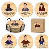 HSSPIRITZ New Girl Cork Coasters Set of 6, Funny Novelty Coasters for Drinks Absorbent with Holder Cup Desk Office Table Kitchen Decor accessories House Warming Gifts for New Home Couples,Round 4 Inch