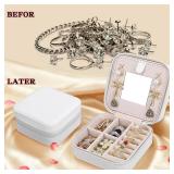 SOUKENGEN Travel Jewelry Case and Organizer with Mirror,Portable Mini Storage Box for Rings, Earrings, Necklaces, Gift for Mother Mom, Girl, Daughter, Sisters, Bridesmaids, Mother