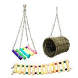 Leeko Pet Hammock Hamster Hanging Toy, 3 Piece Set House Hanging Bed Cage Toys for Small Animal Sugar Glider Squirrel Chinchilla Hamster Rat Playing Sleeping - Retail: $14