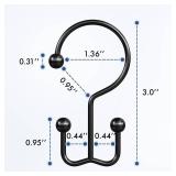 Bathway Shower Curtain Hooks Matte Black Shower Curtain Rings, 12 Pcs Double Hook Shower Curtain Hooks Rings Shower Curtain Hangers Rust Proof, Metal Shower Hooks for Bathroom Shower Curtain Rod - Ret